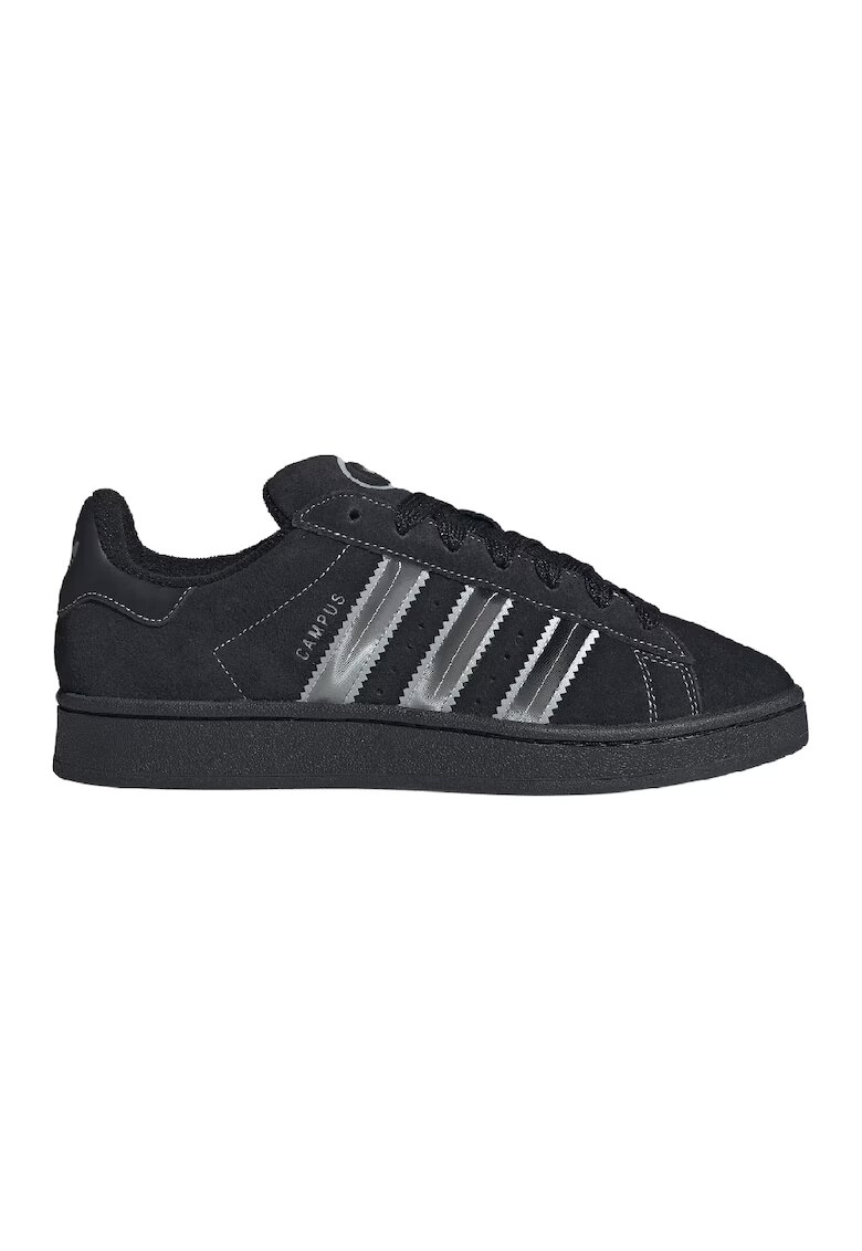 adidas Originals Велурени спортни обувки Campus с лого - Черен/Сребрист