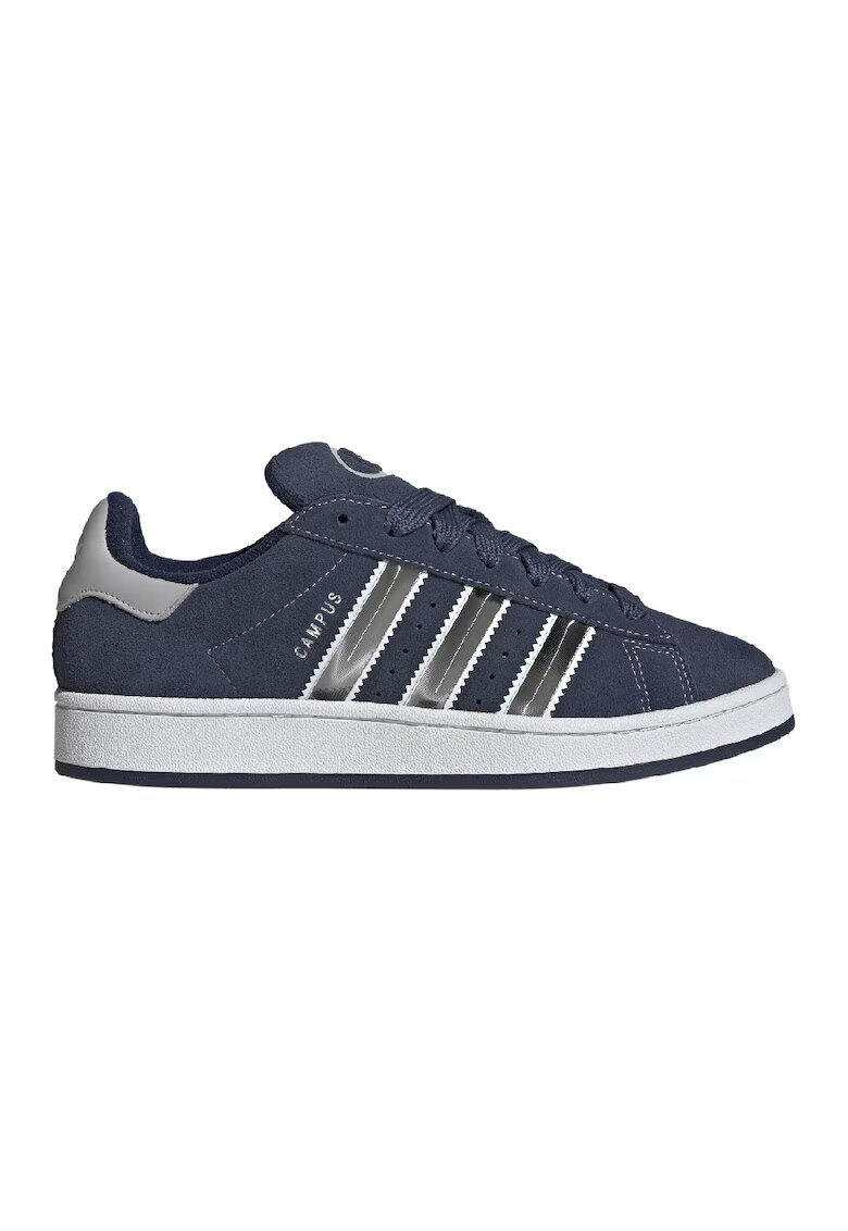adidas Originals Велурени спортни обувки Campus с лого - Сив/Тъмносин