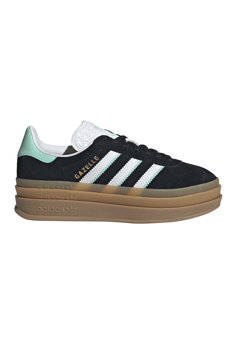 adidas Originals Велурени спортни обувки Gazelle Bold с равна платформа - Бял/Черен/Ментово зелено