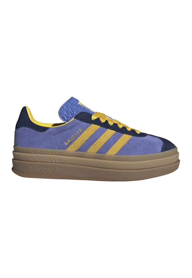 adidas Originals Велурени спортни обувки Gazelle Bold с равна платформа - Тъмносин/Шафраново жълто/Карамел