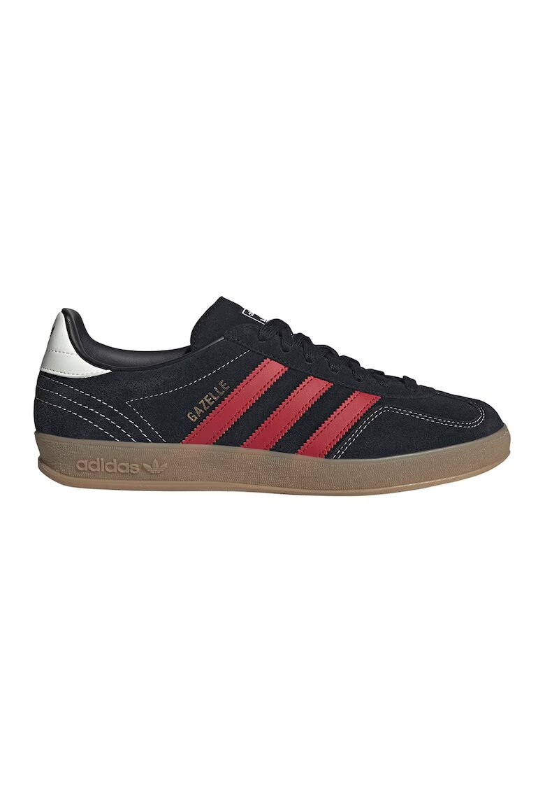 adidas Originals Велурени спортни обувки Gazelle Indoor с контрастно лого на петата - Червен/Черен/Карамел