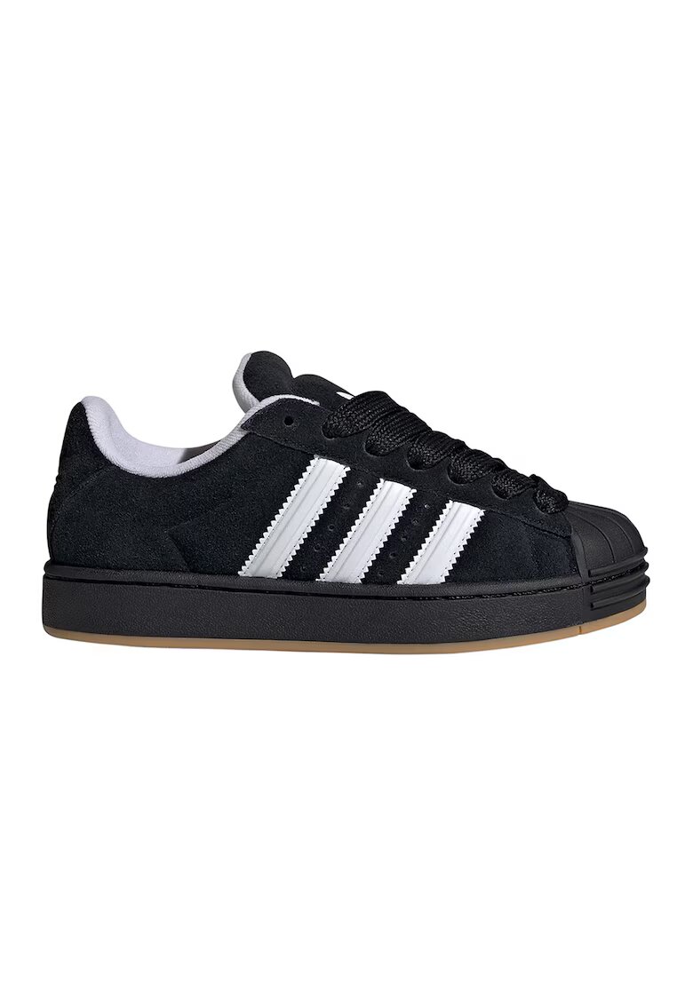 adidas Originals Велурени спортни обувки Superstar с контрастно лого - Черен