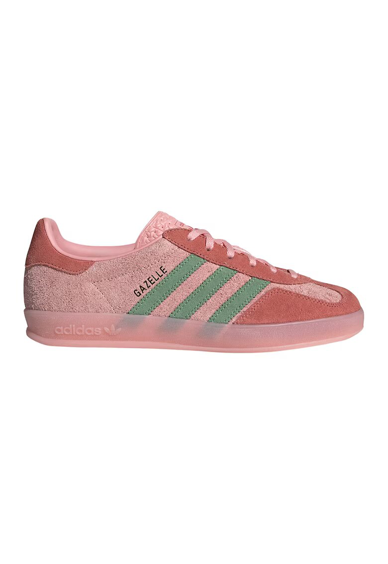 adidas Originals Велурени спортни обувки за закрито Gazelle - Розова сьомга/Аква зелено