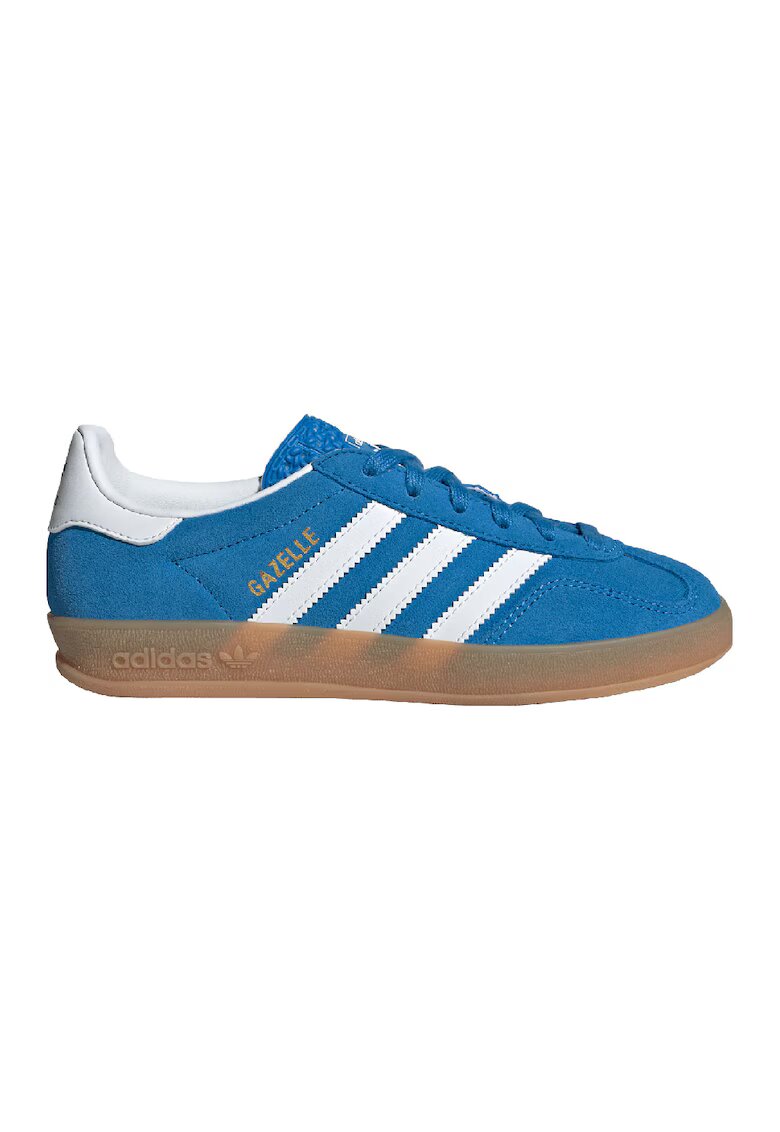 adidas Originals Велурени спортни обувки за закрито Gazelle със синтетика - Бял/Кралско Синьо