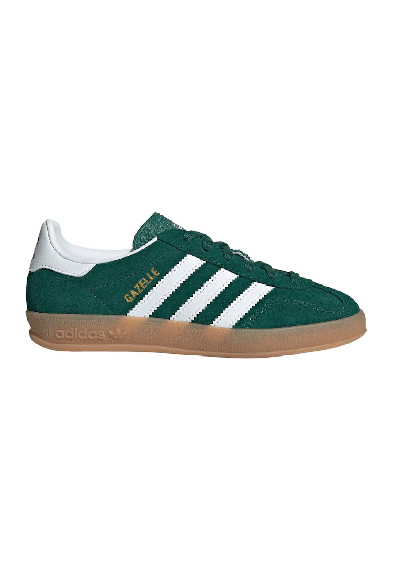 adidas Originals Велурени спортни обувки за закрито Gazelle със синтетика - Бял/Тъмнозелен