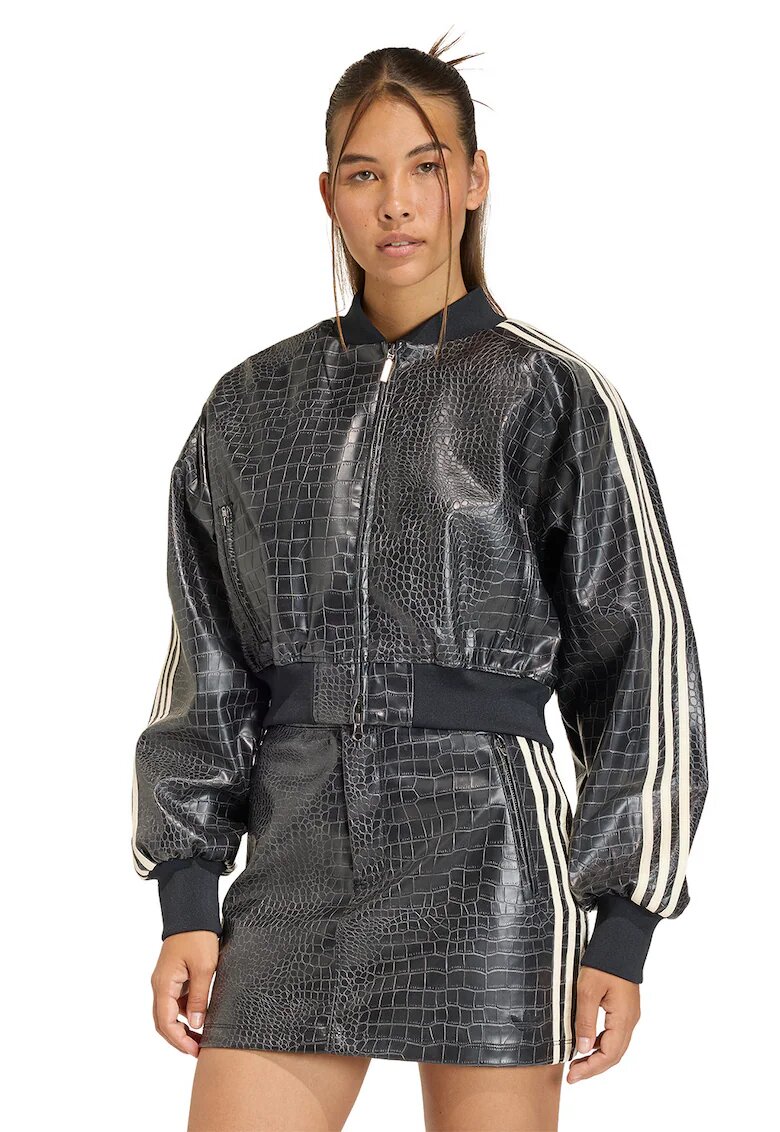 adidas Originals Яке бомбър от еко кожа с шагрен - Черен