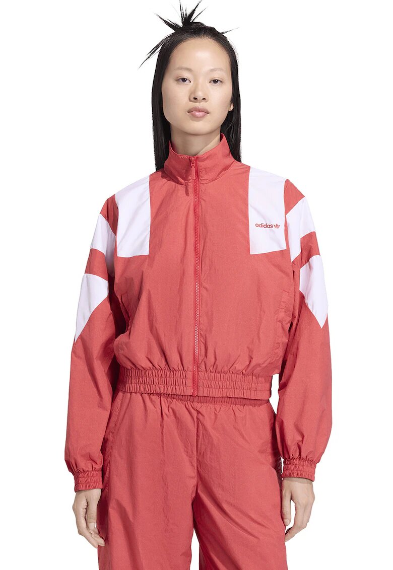 adidas Originals Яке деграде Blocked с цип и елстичен подгъв - Бял/Корал