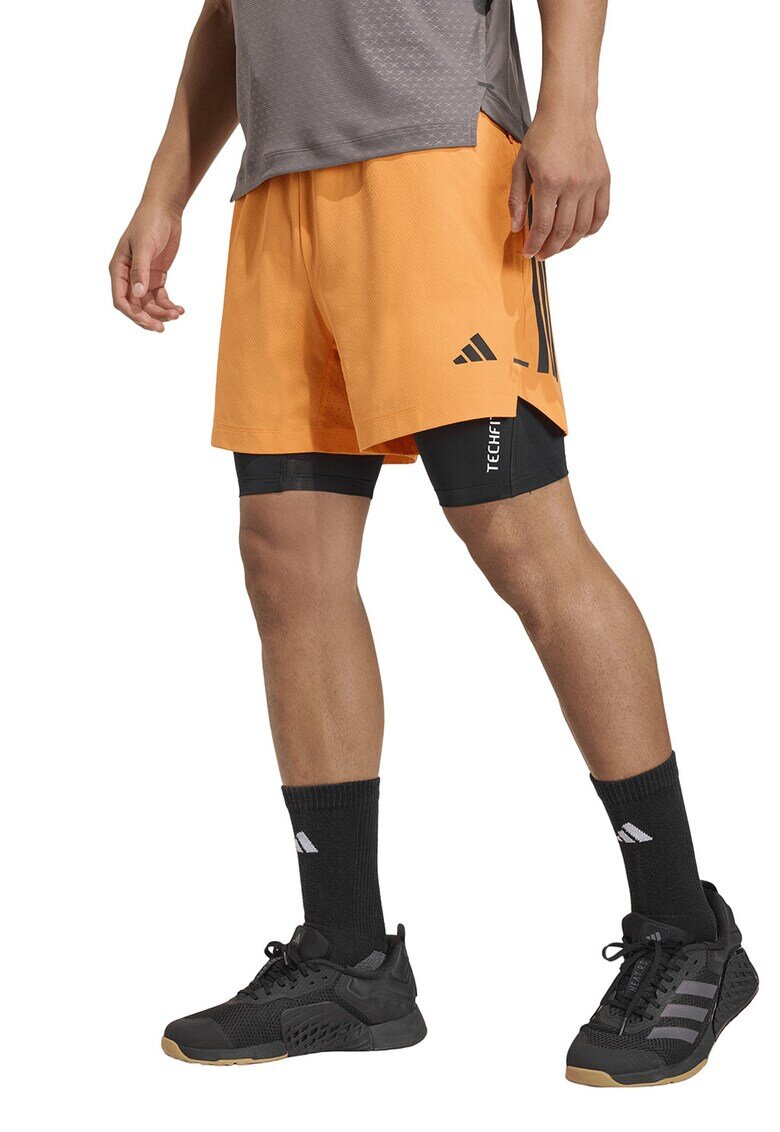 adidas Performance Фитнес шорти D4T PrimaLoft с джобове с цип - Черен/Оранжев