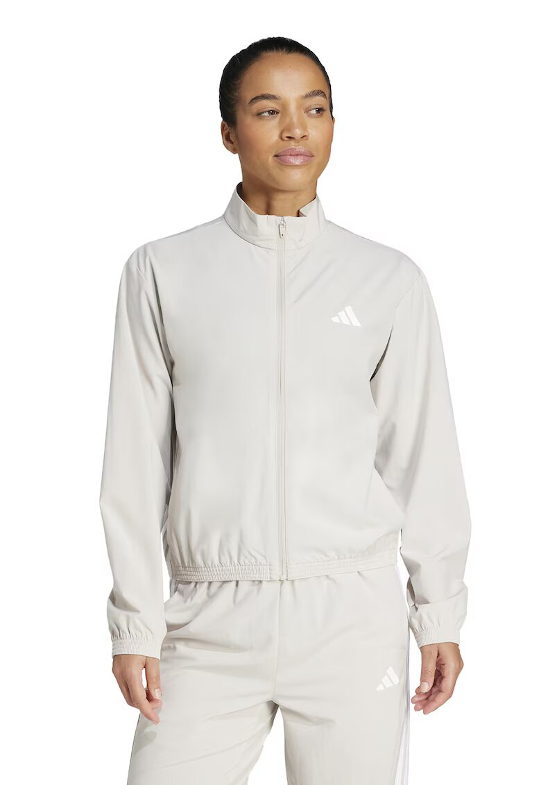 adidas Performance Фитнес суитшърт с цип - Бял/Мръснобял