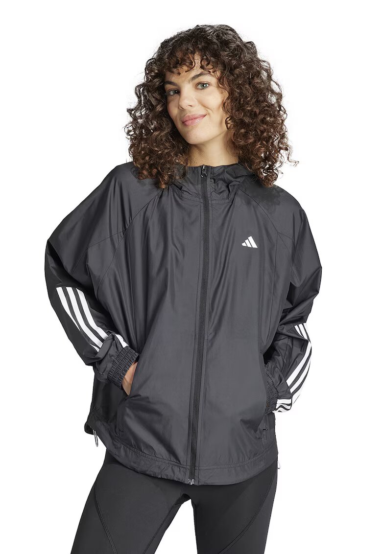 adidas Performance Фитнес яке с качулка - Бял/Черен