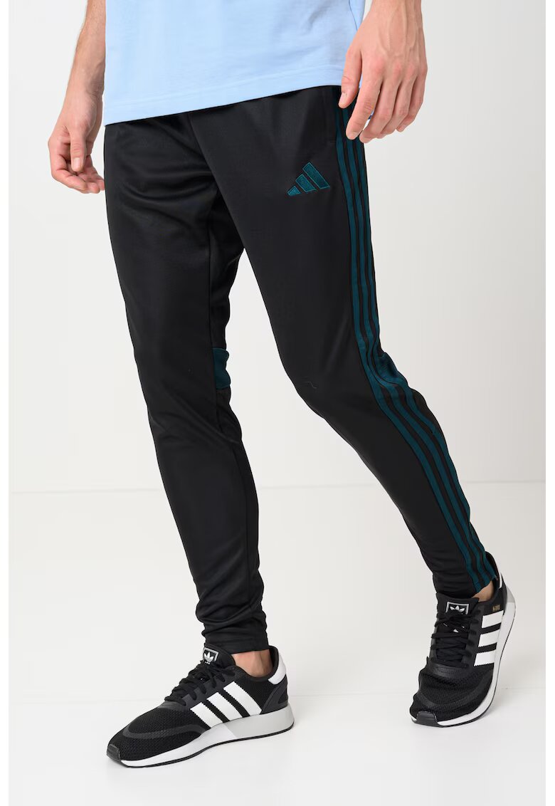 adidas Performance Футболен панталон с цепки с цип - Черен/Тъмнозелен