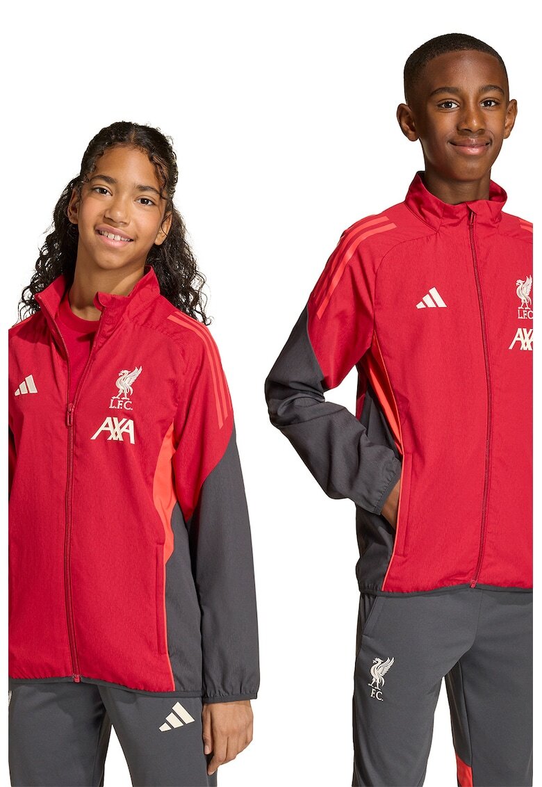 adidas Performance Футболно яке Liverpool с цип - Бял/Аленочервен/Tъмносив
