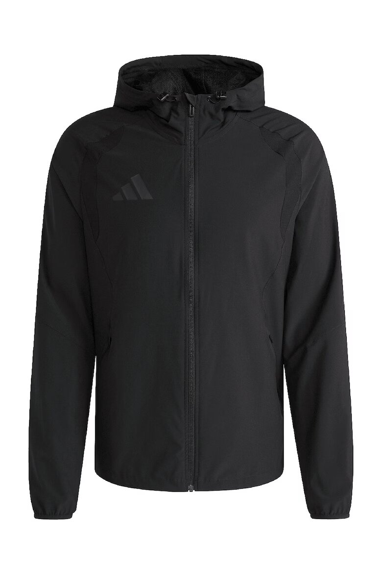 adidas Performance Футболно яке с качулка и лого Черен/Tъмносив