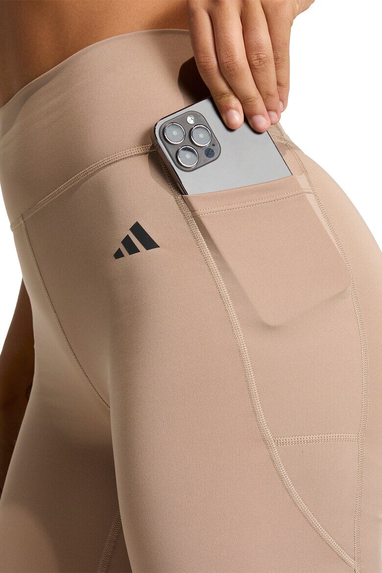 adidas Performance Къс фитнес клин с лого Светлокафяв