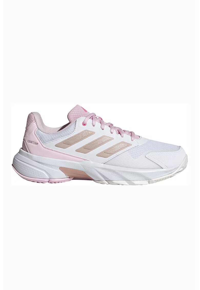adidas Performance Обувки за тенис Court Jam с еко кожа и текстил - Бял/Пастелнорозов/Светлокафяв