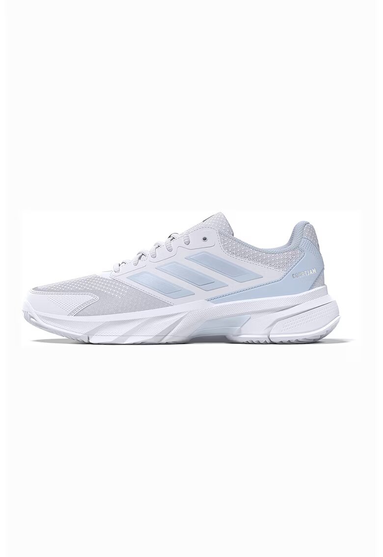 adidas Performance Обувки за тенис Court Jam с еко кожа и текстил - Бял/Светло сив/Ледено синьо