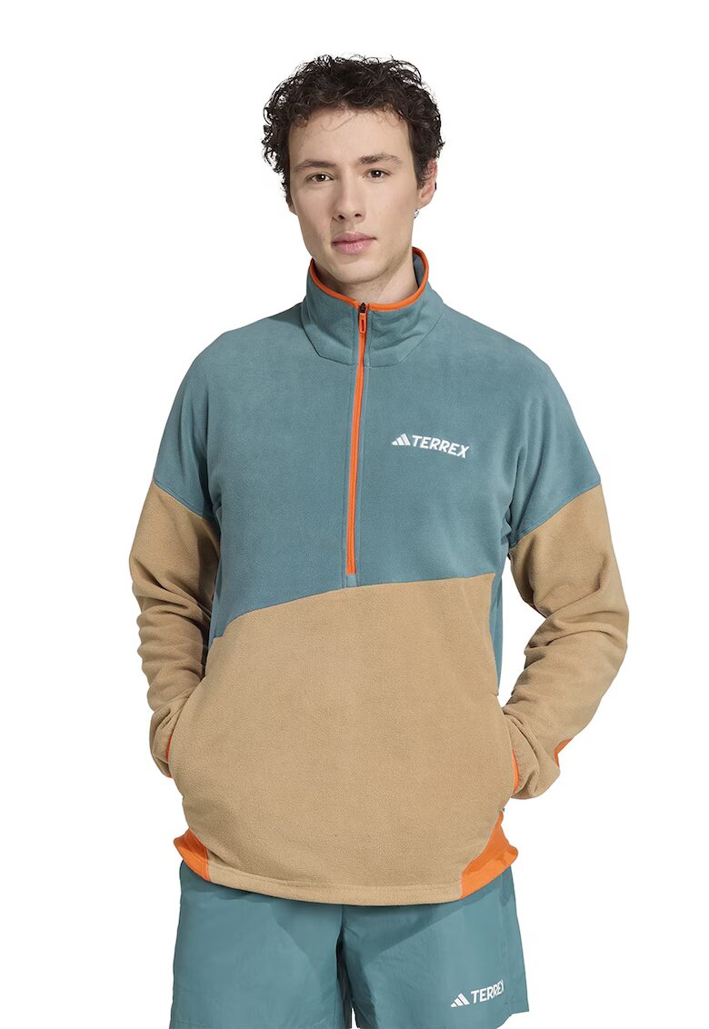 adidas Performance Поларен хайкинг суитшърт с цип - Бежов/Персийско зелено