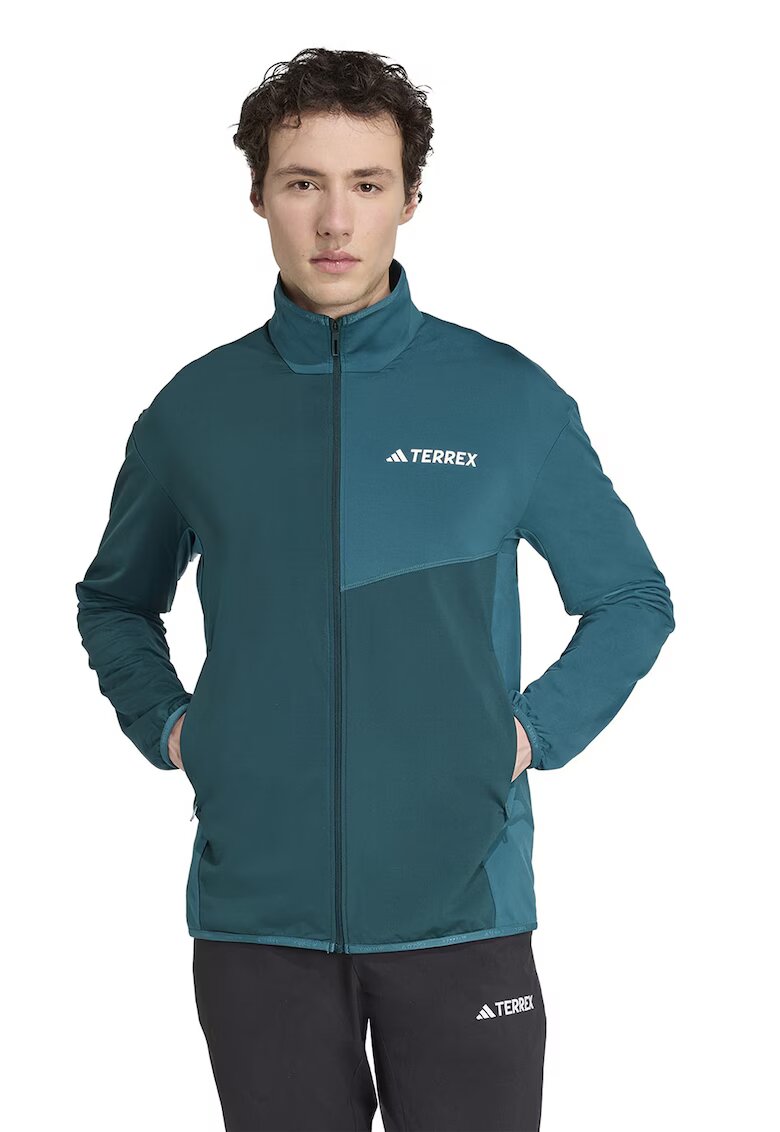adidas Performance Поларено яке Terrex с паднали ръкави - Бял/Персийско зелено