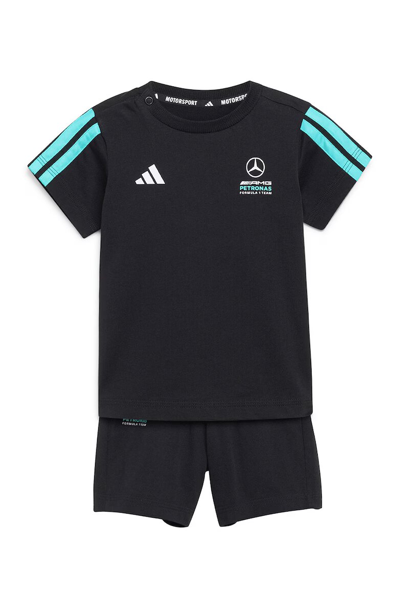 adidas Performance Тениска Mercedes-AMG PETRONAS Formula 1 Team и къс панталон Бял/Черен/Тюркоаз