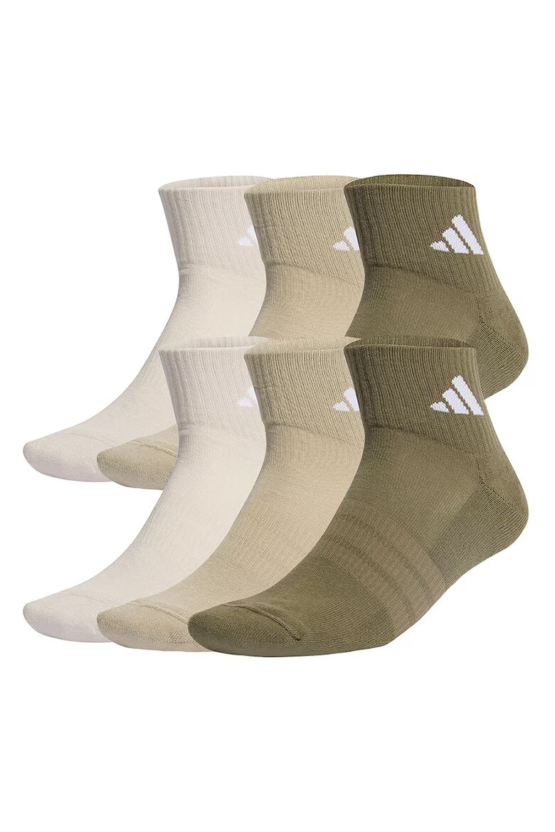 adidas Performance Унисекс чорапи до глезена - 6 чифта Маслинено зелено/Крем