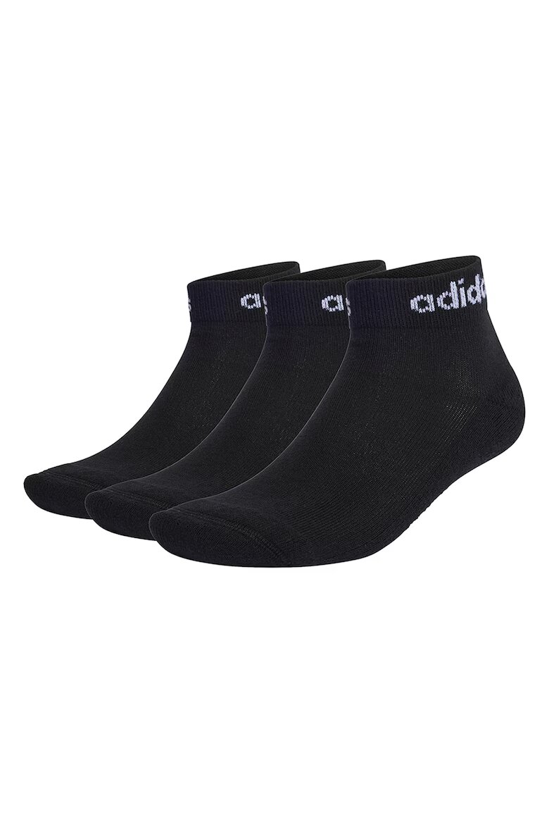 adidas Performance Унисекс чорапи до оглезена с лого 3 чифта Черен