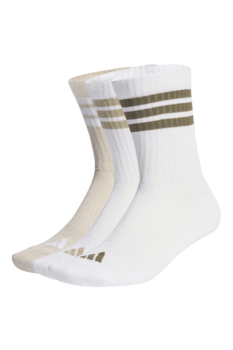 adidas Performance Унисекс дълги рипсени чорапи - 3 чифта Бял/Бежов/Маслинено зелено