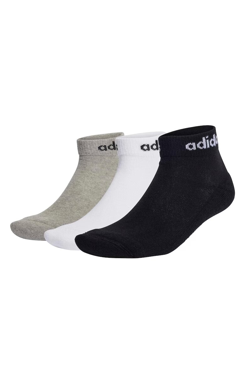 adidas Performance Унисекс къси чорапи с лого - 3 чифта Бял/Черен/Сив