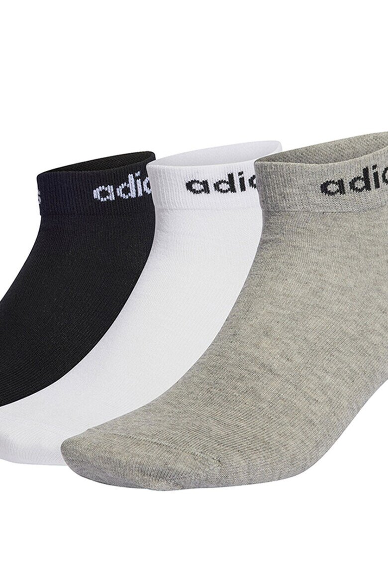 adidas Performance Унисекс къси чорапи с лого - 3 чифта Бял/Черен/Сив