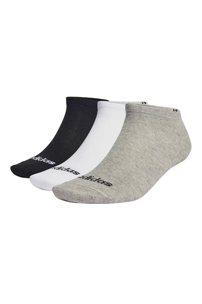 adidas Performance Унисекс къси чорапи с лого - 3 чифта Бял/Черен/Сив меланж