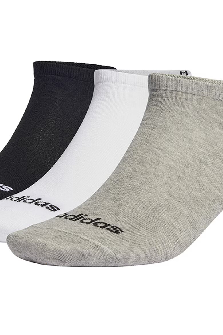 adidas Performance Унисекс къси чорапи с лого - 3 чифта Бял/Черен/Сив меланж