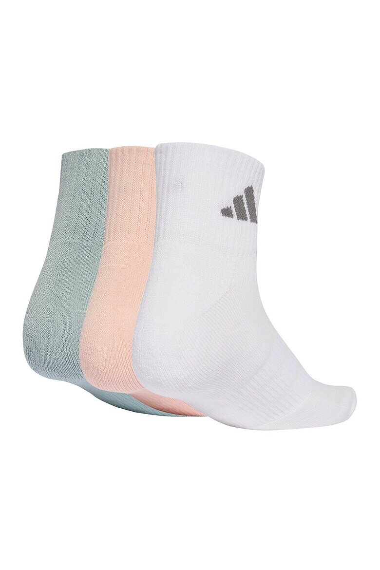 adidas Performance Унисекс къси чорапи с лого - 3 чифта Бял/Зелен/Розова сьомга