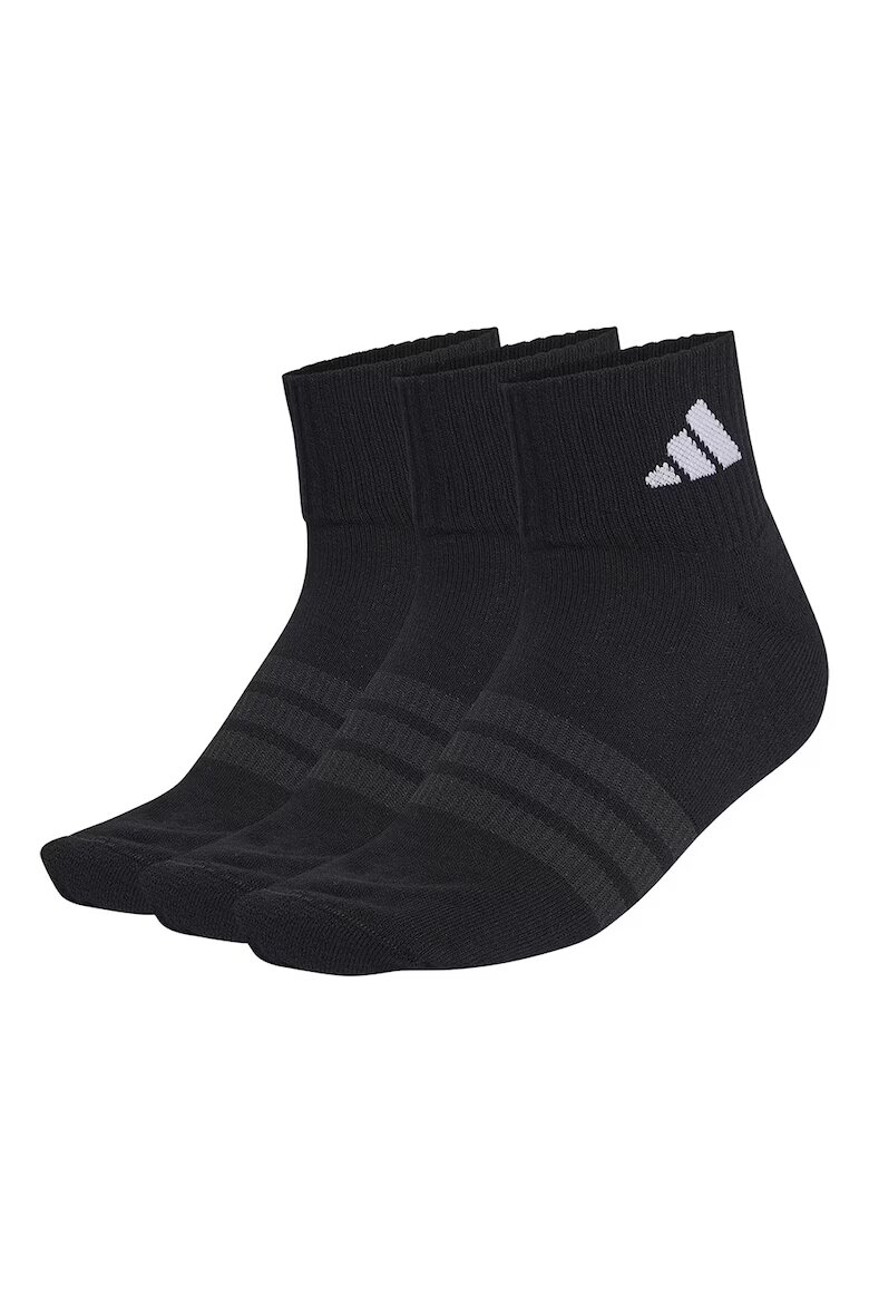 adidas Performance Унисекс къси чорапи с лого - 3 чифта Черен/Бял