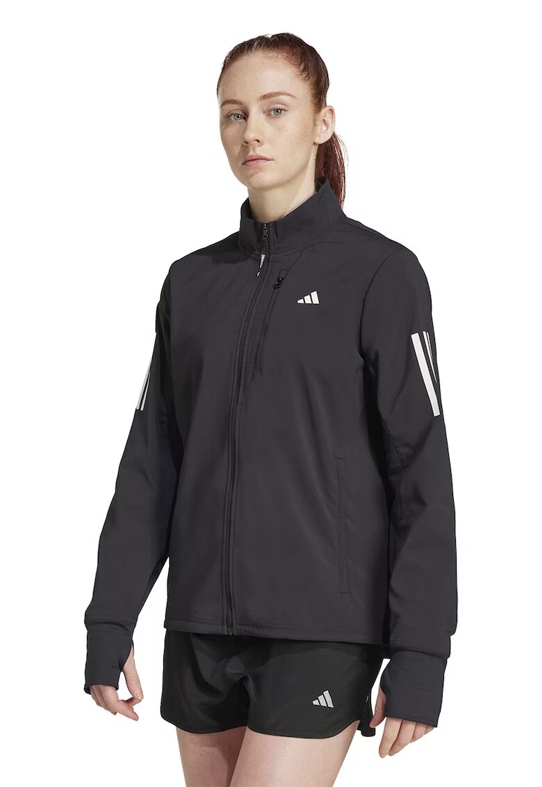 adidas Performance Яке за бягане с отвори за палците и цип - Черен