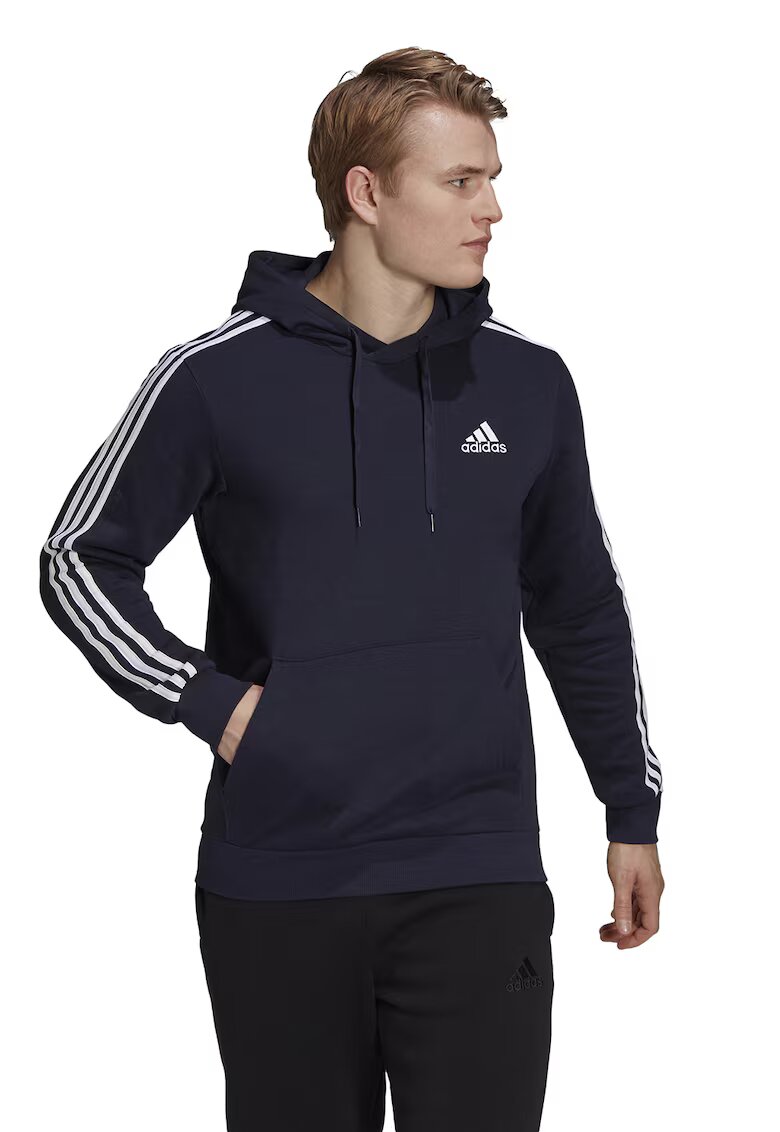 adidas Sportswear Худи Essentials с джоб кенгуру и 3 ивици - Бял/Тъмносин