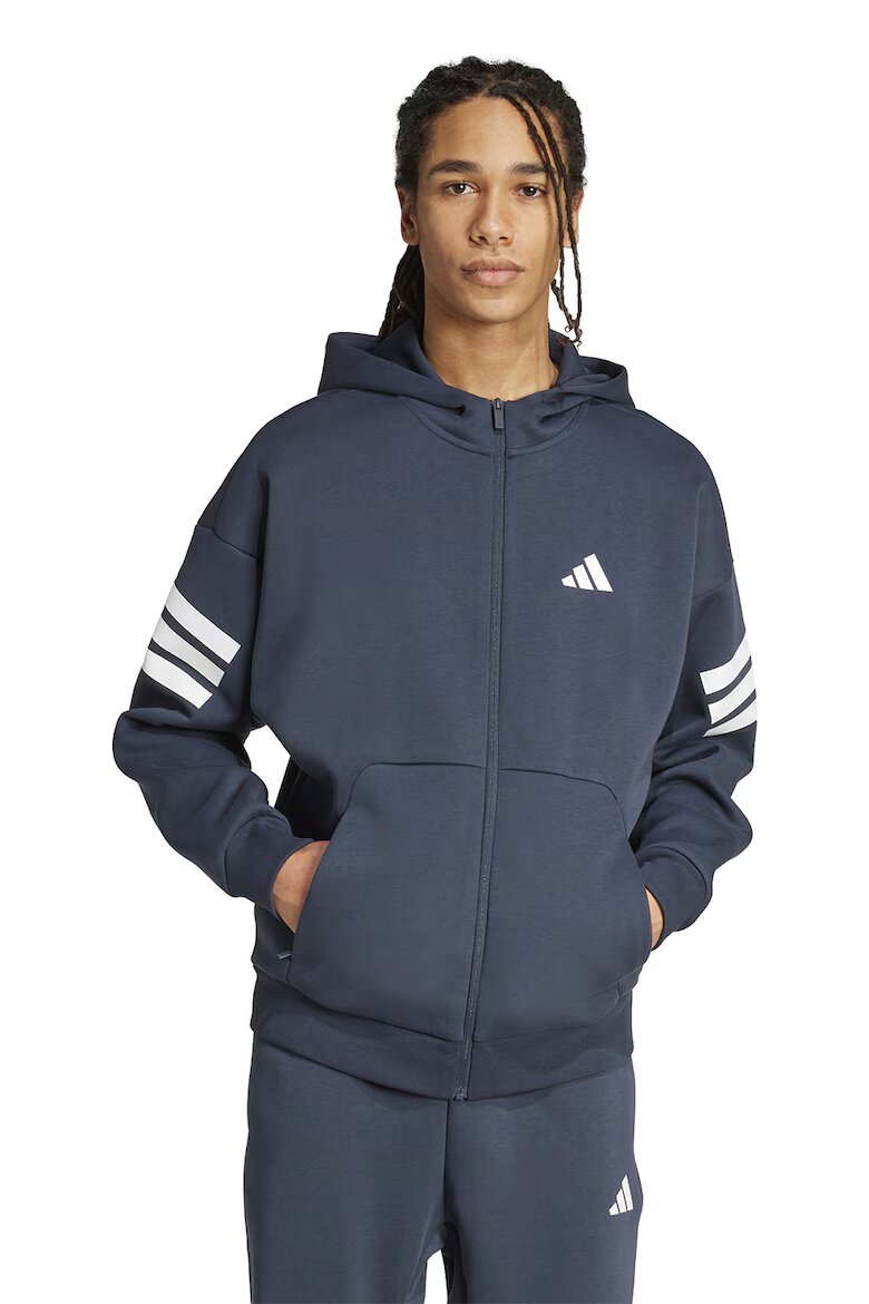 adidas Sportswear Худи Future Icons с паднали ръкави и цип Бял/Тъмносин