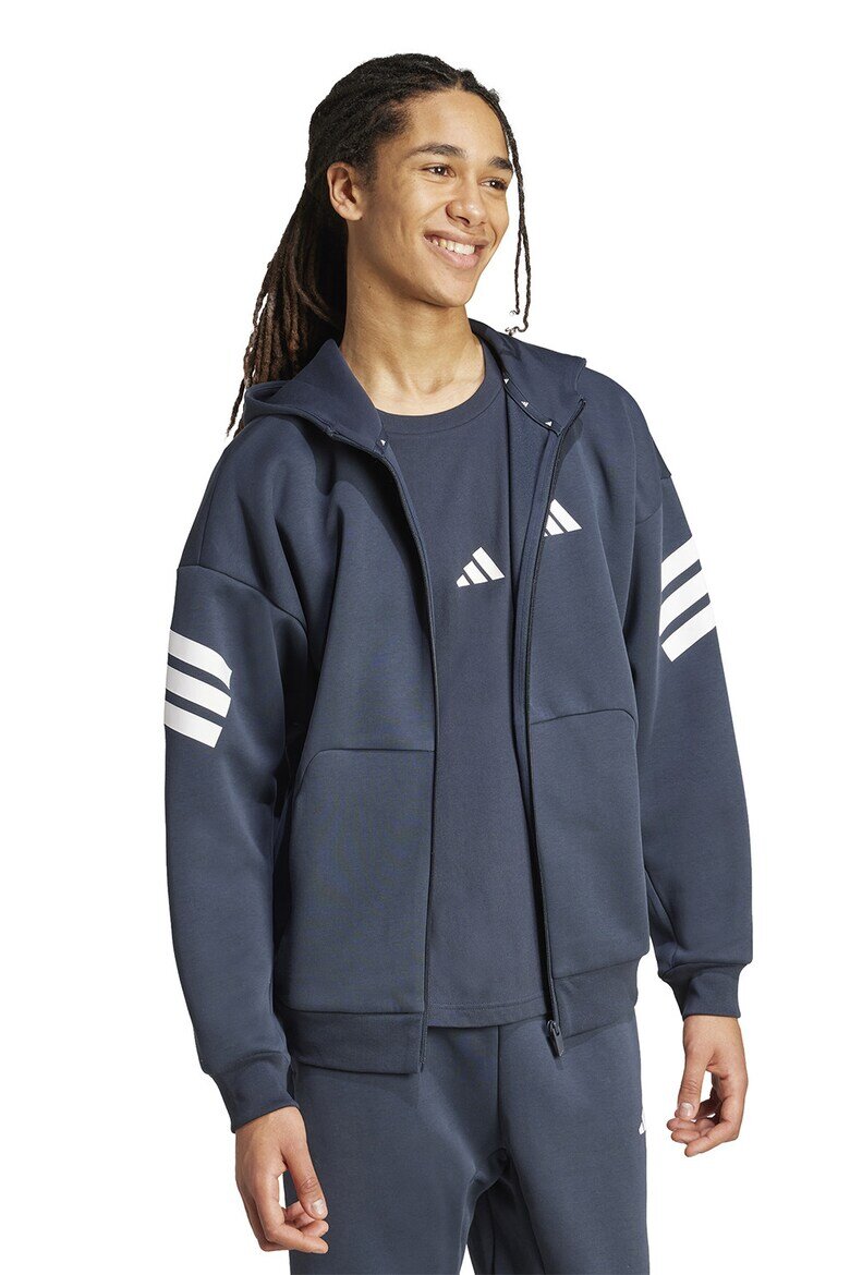 adidas Sportswear Худи Future Icons с паднали ръкави и цип Бял/Тъмносин