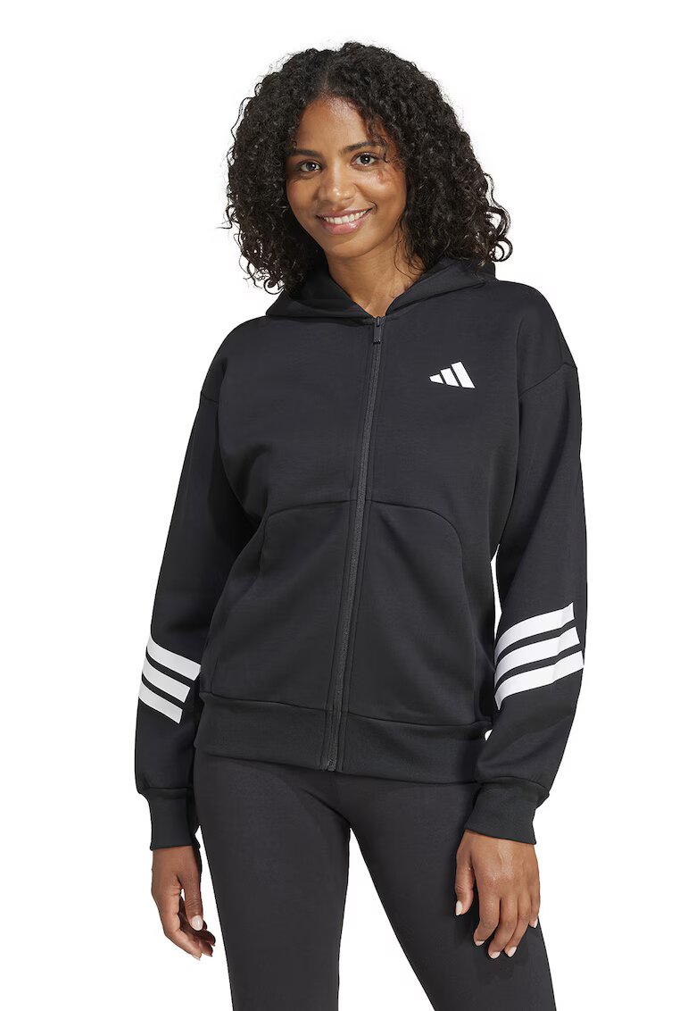 adidas Sportswear Худи Future Icons с цип и 3 ивици - Бял/Черен