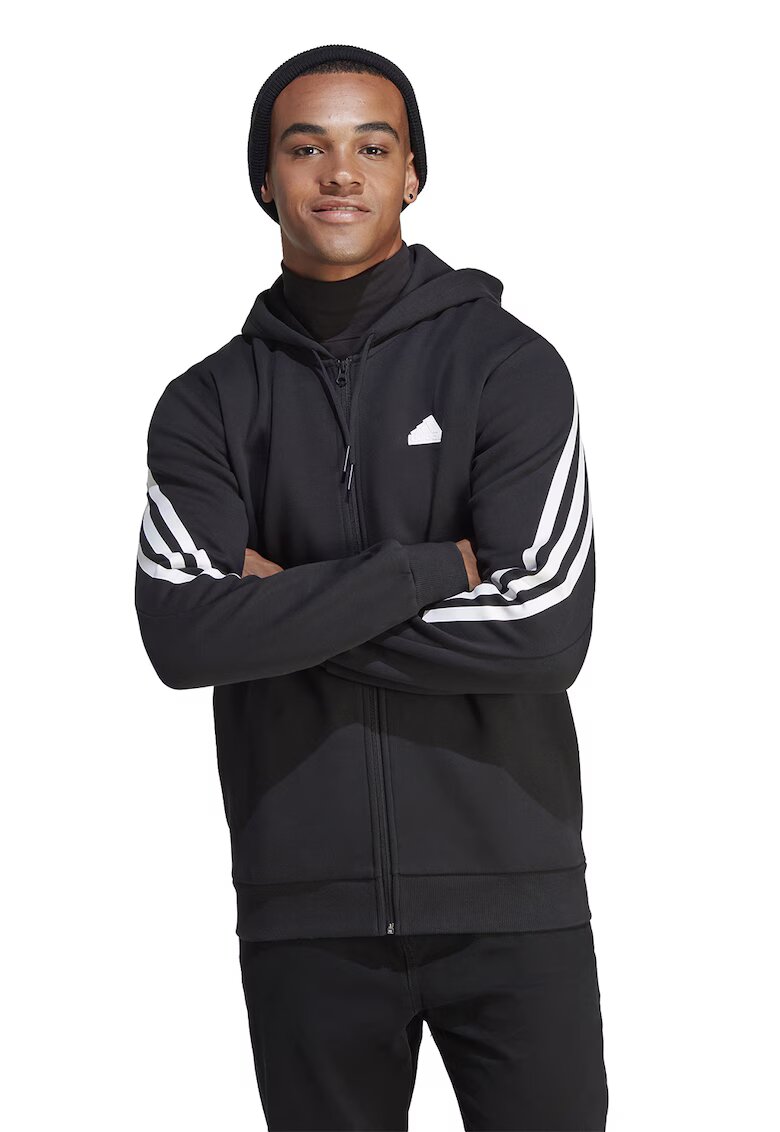 adidas Sportswear Худи Future Icons с цип и джобове - Черен/Бял