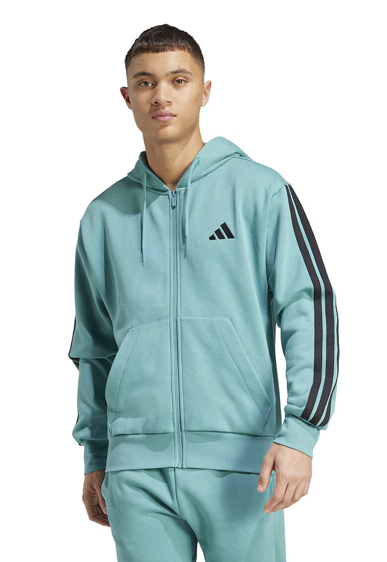 adidas Sportswear Худи с джобове отпред и цип - Черен/Тюркоаз