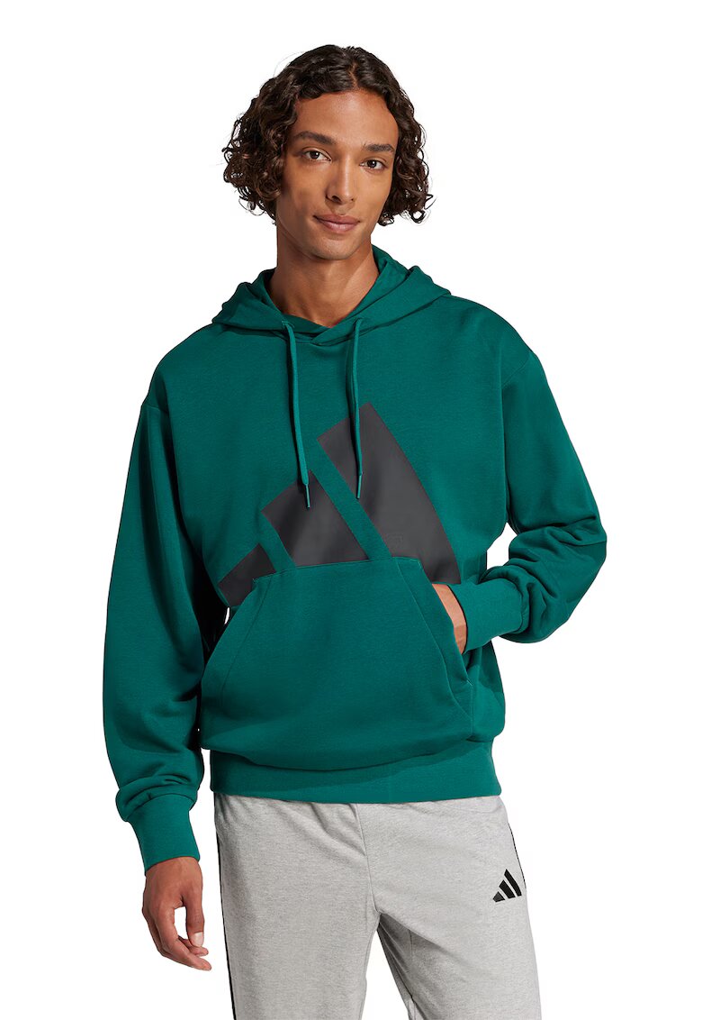 adidas Sportswear Худи с лого - Черен/Тъмнозелен