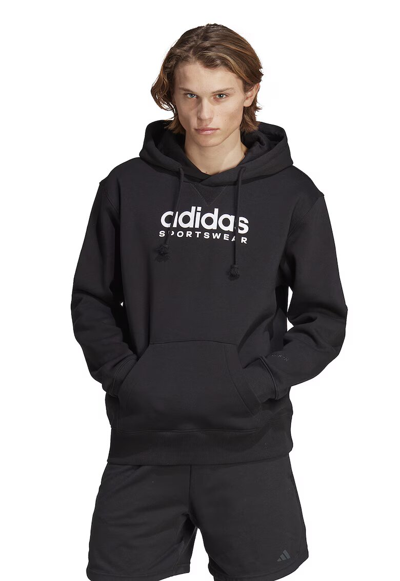 adidas Sportswear Худи с лого и джоб кенгуру - Черен/Бял