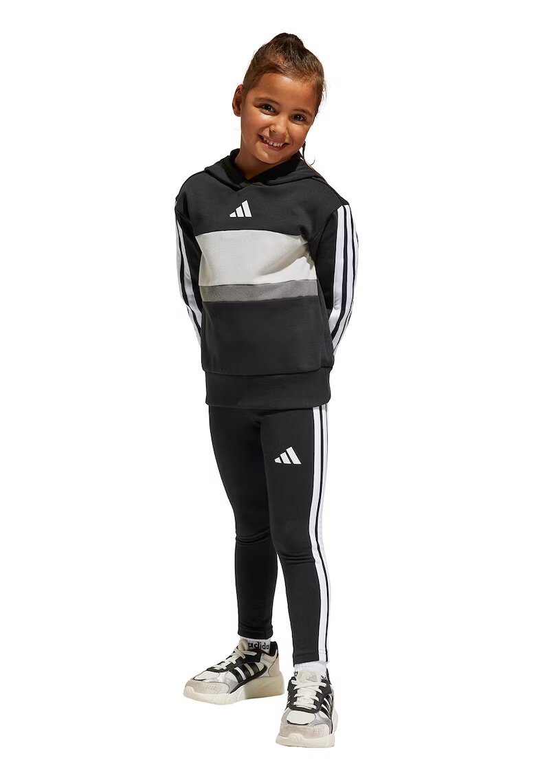 adidas Sportswear Худи с лого и клин - Черен/Светло сив/Мръснобял