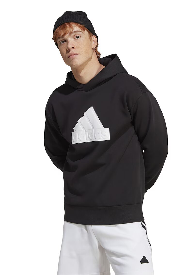 adidas Sportswear Худи с лого и стандартна кройка - Бял/Черен