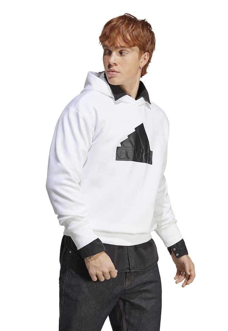 adidas Sportswear Худи с лого и стандартна кройка - Бял/Избеляло черно