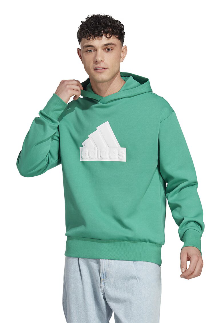 adidas Sportswear Худи с лого и стандартна кройка - Бял/Зелен