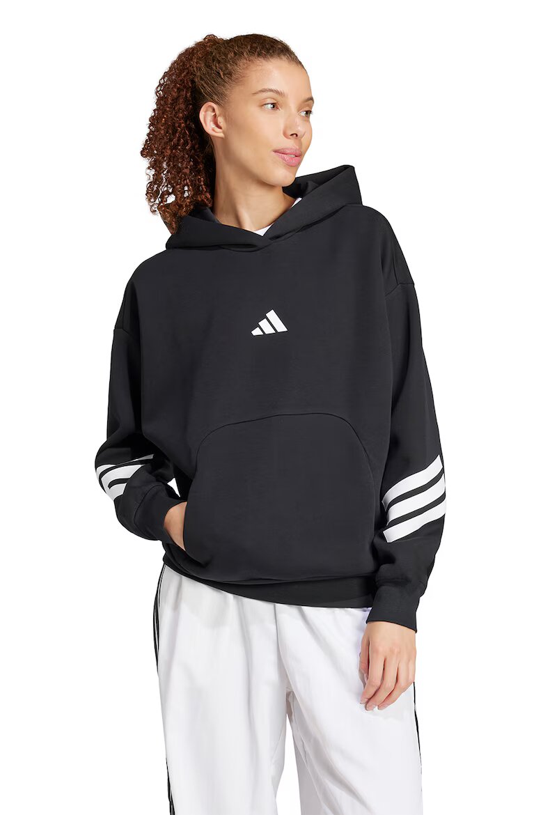 adidas Sportswear Худи с памук с джоб кенгуру Черен/Бял