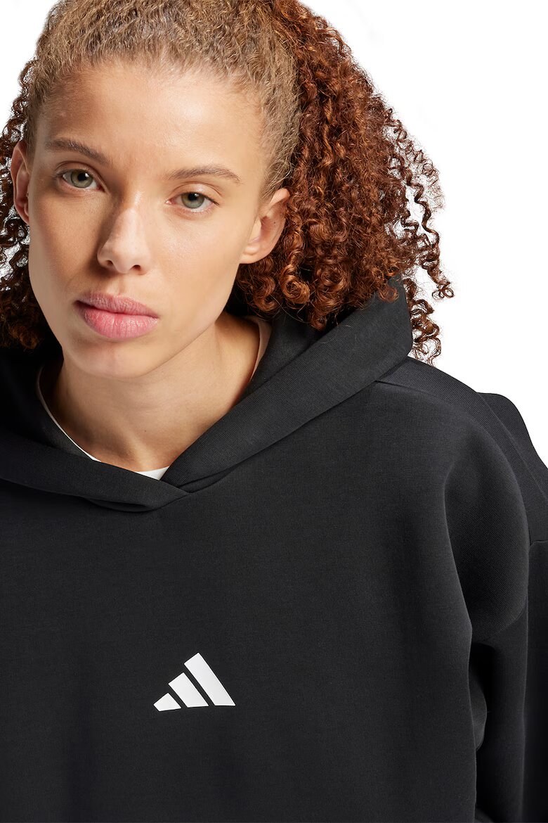 adidas Sportswear Худи с памук с джоб кенгуру Черен/Бял