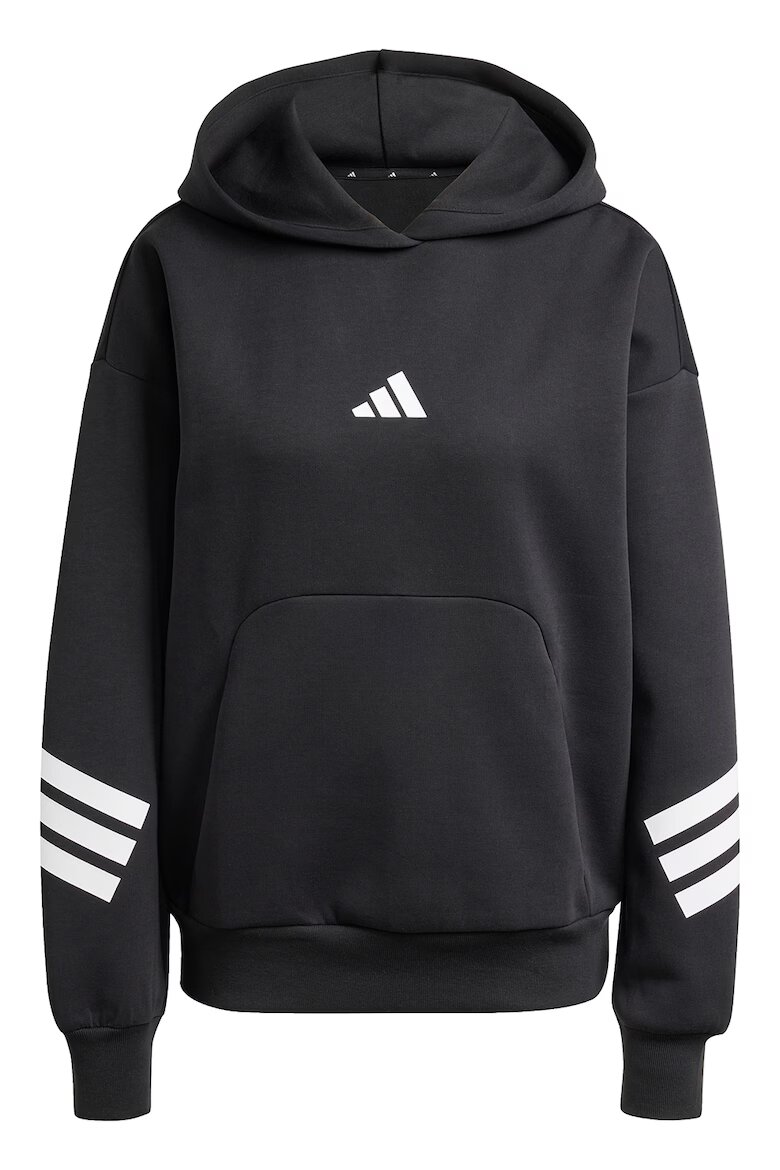 adidas Sportswear Худи с памук с джоб кенгуру Черен/Бял