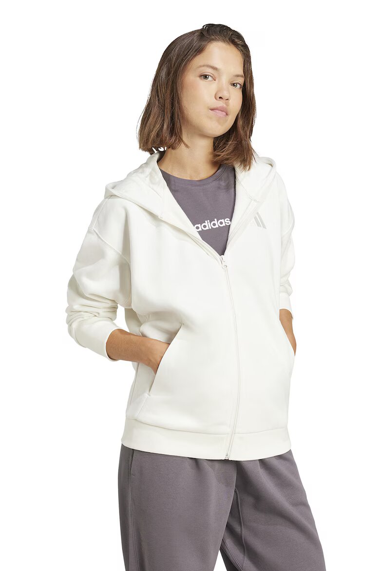 adidas Sportswear Худи с памук с цип Бял