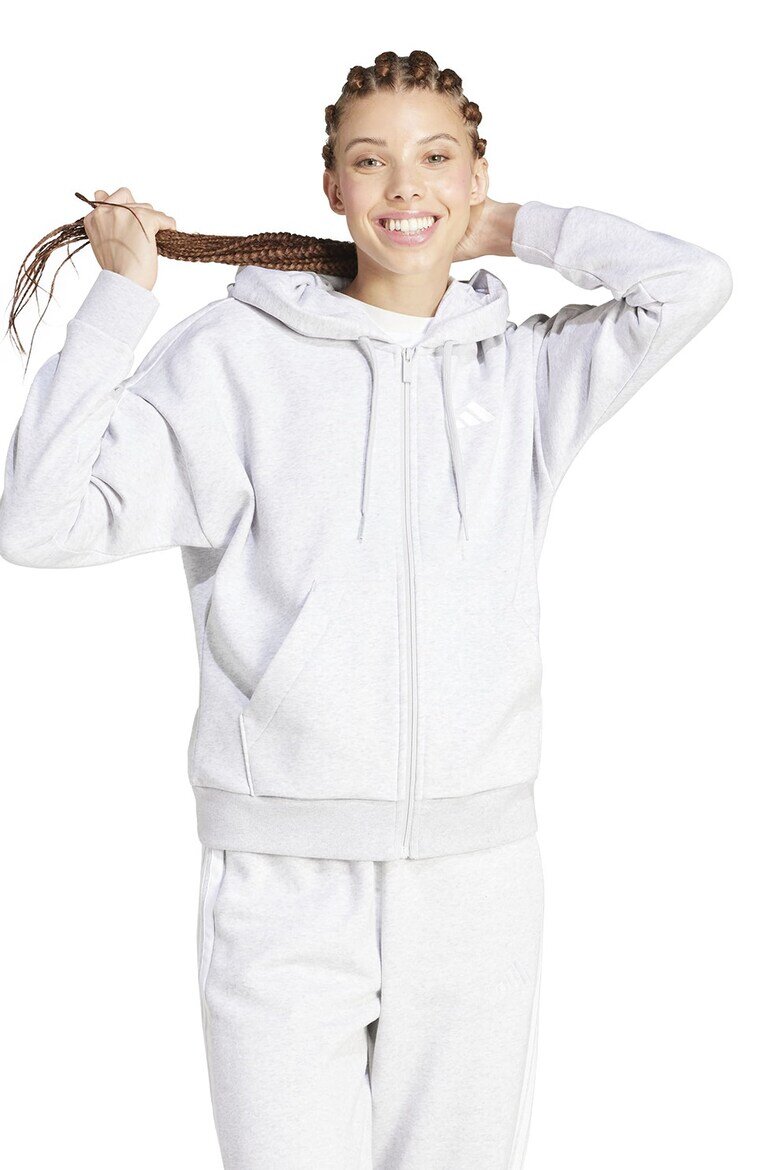 adidas Sportswear Худи с памук с цип Бял/Светло сив